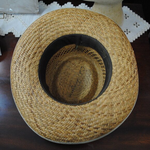 Vintage Straw Sun Hat with Tropical Fabric Band Made in USA - Picture 8 of 13